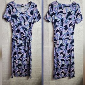 Talbots Blue and Purple Paisley Midi Dress